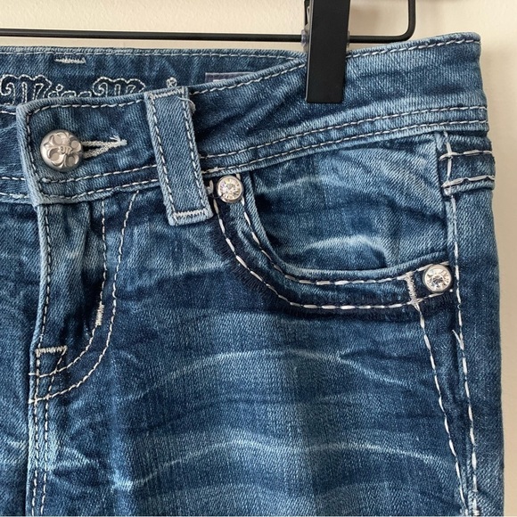 Miss Me Embellished Sequin /Rhinestone Easy Boot Cut Low Rise Jeans 26 - Picture 8 of 13